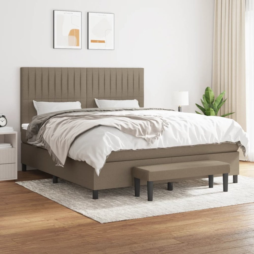 vidaXL Ramsäng med madrass taupe 180x200 cm tyg