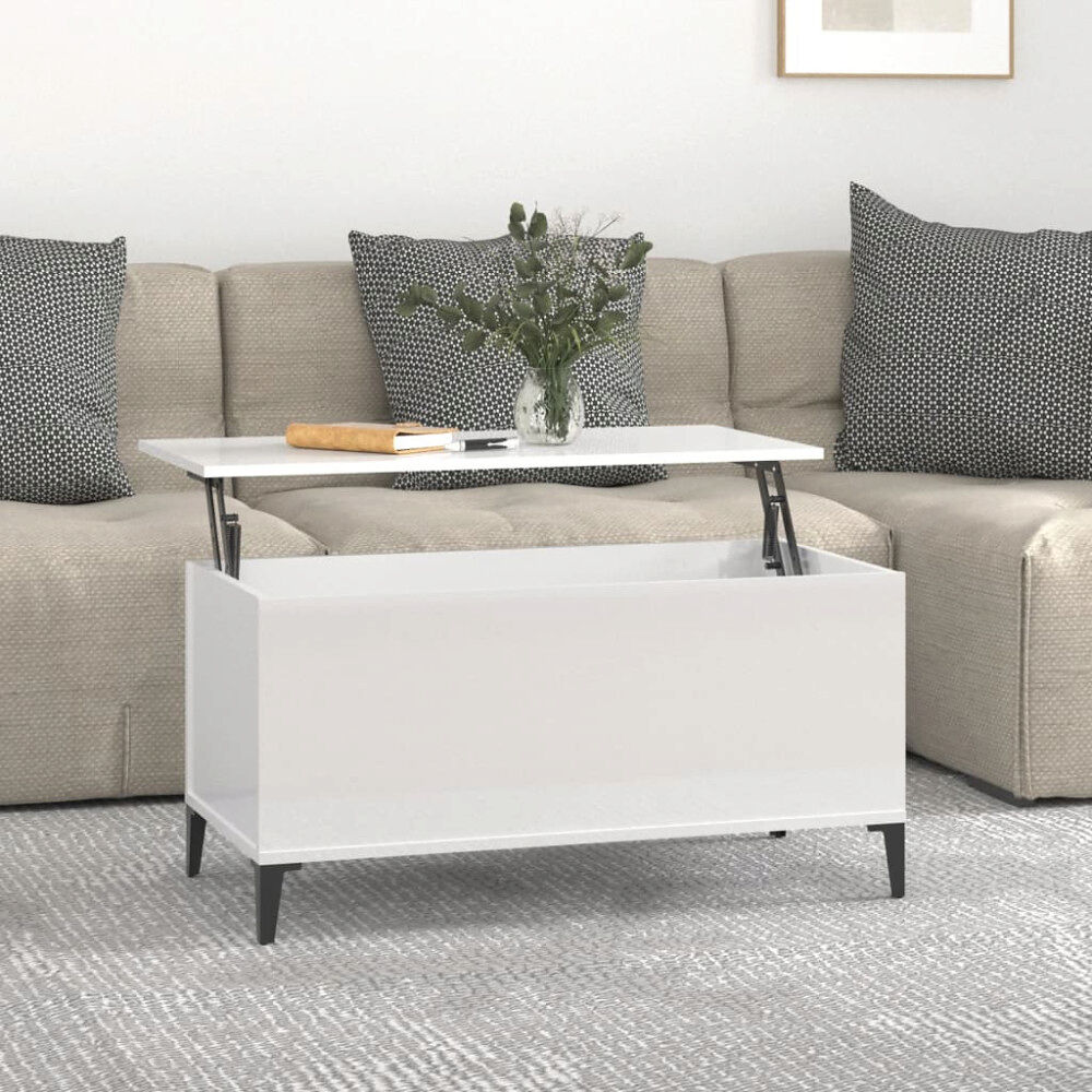vidaXL Soffbord vit högglans 90x44,5x45 cm konstruerat trä