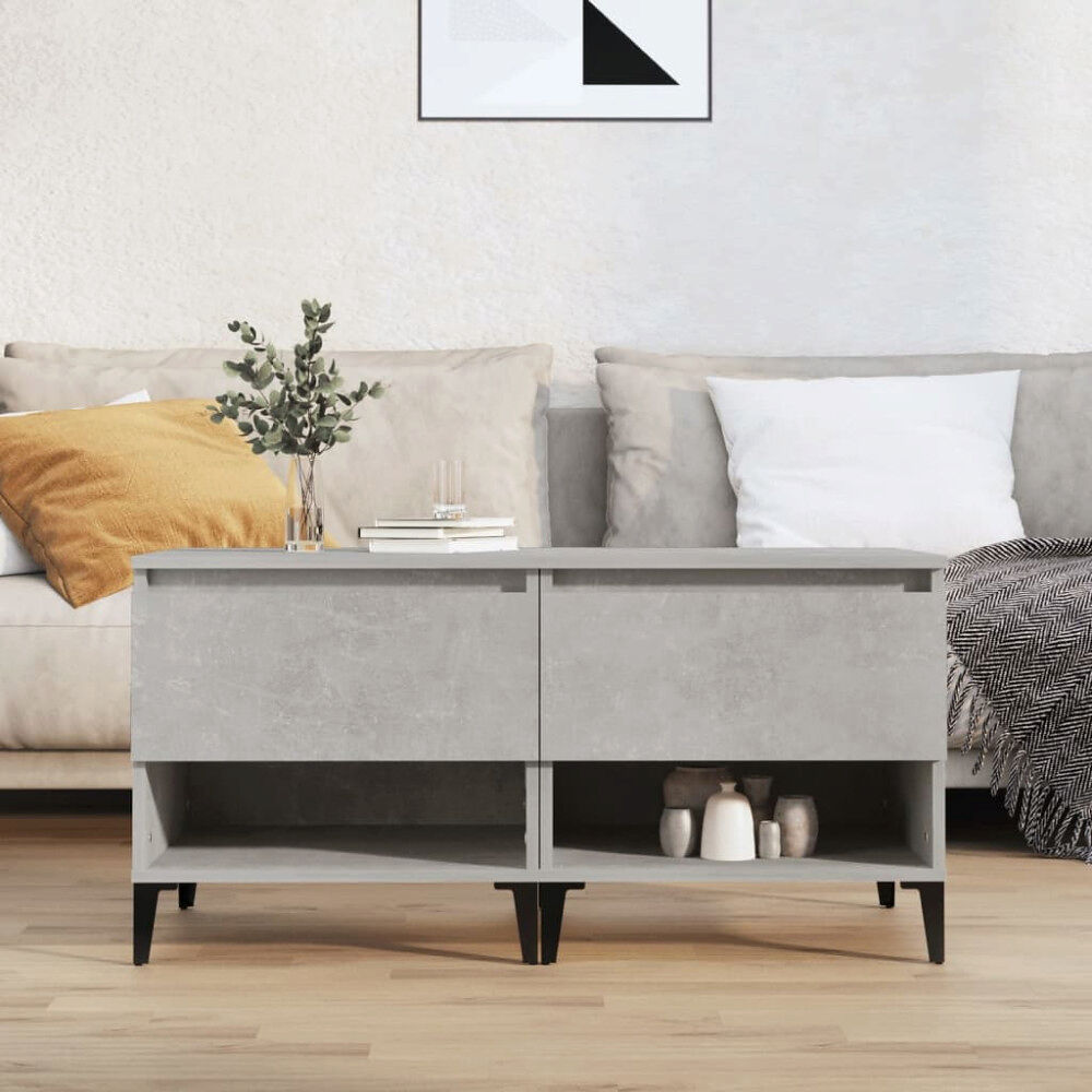 vidaXL Sidobord 2 st betonggrå 50x46x50 cm konstruerat trä