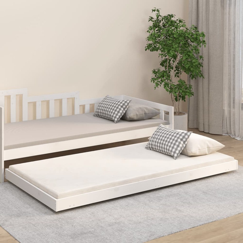 vidaXL Sängram utan madrass vit 80x200 cm massiv furu