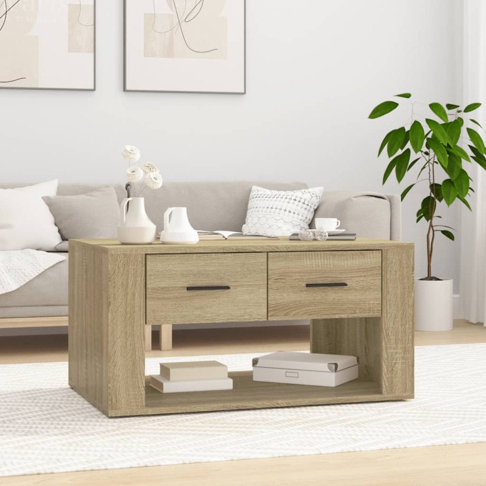 vidaXL Soffbord sonoma-ek 80x50x40 cm konstruerat trä