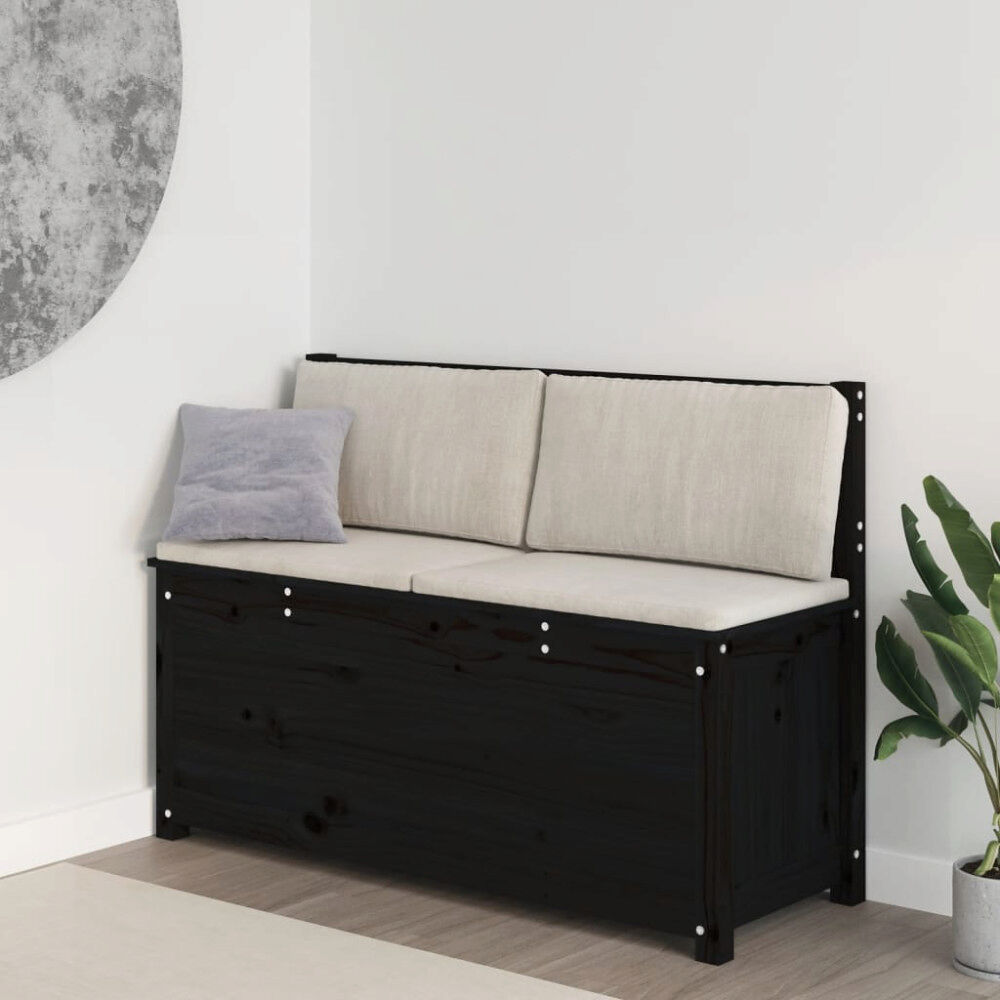 vidaXL Bänk svart 110x41x76,5 cm massiv furu