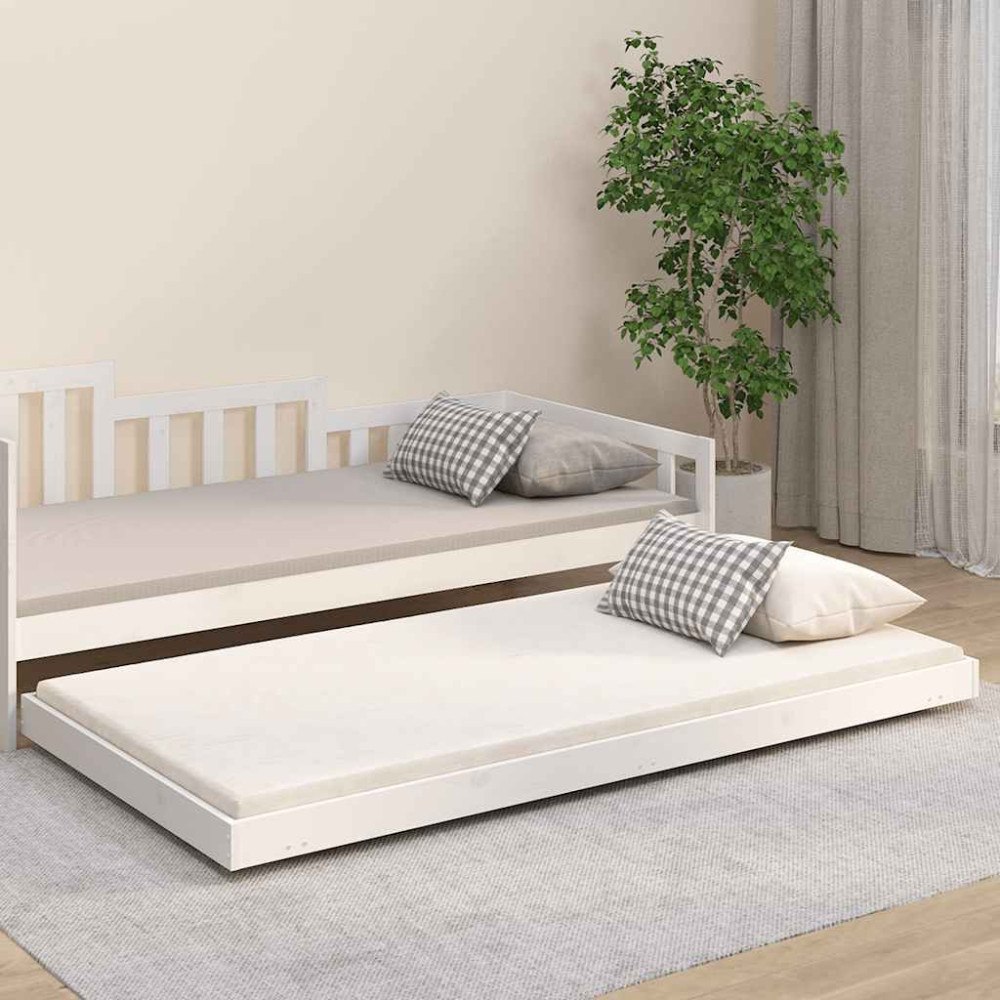 vidaXL Sängram utan madrass vit 100x200 cm massiv furu