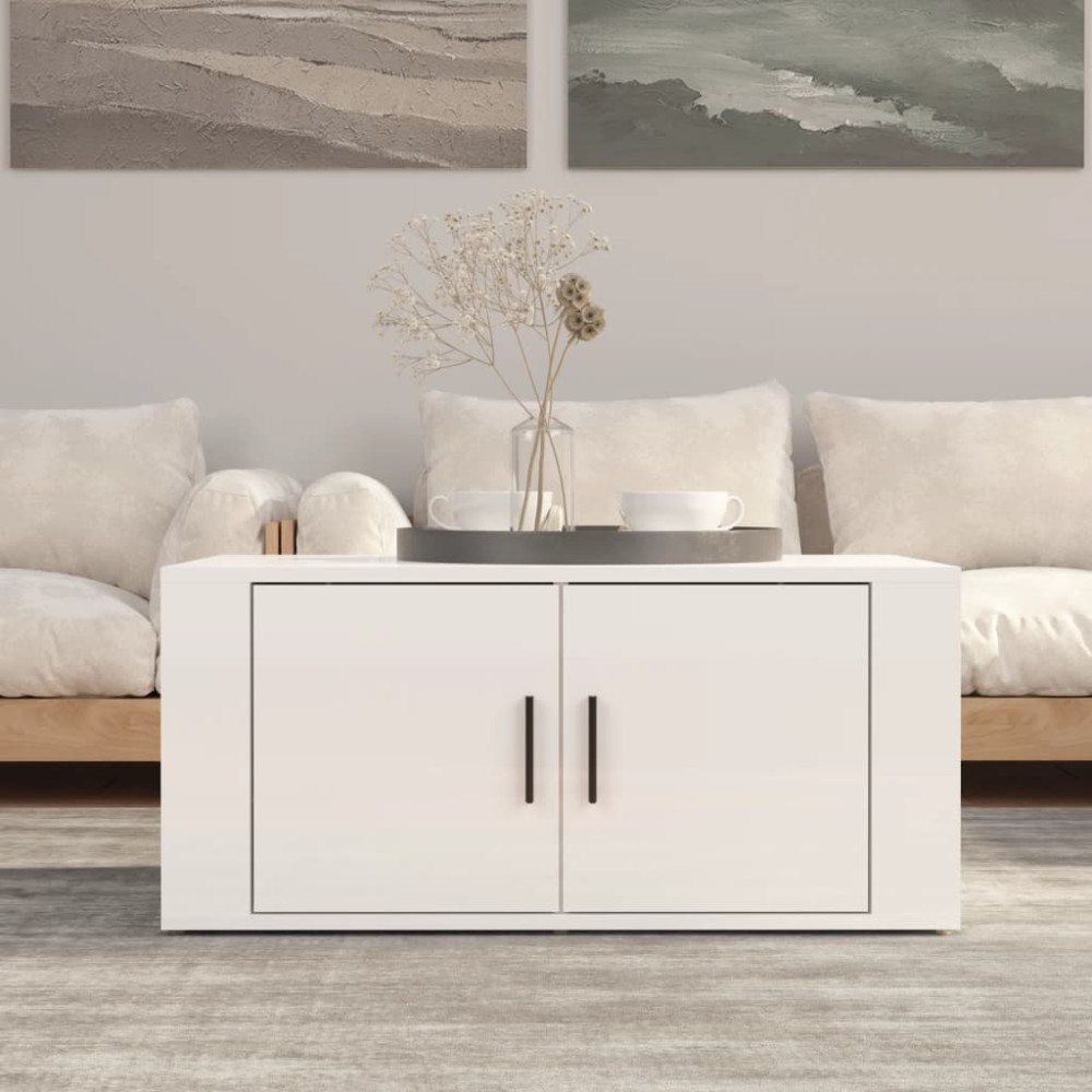vidaXL Soffbord vit högglans 80x50x36 cm konstruerat trä