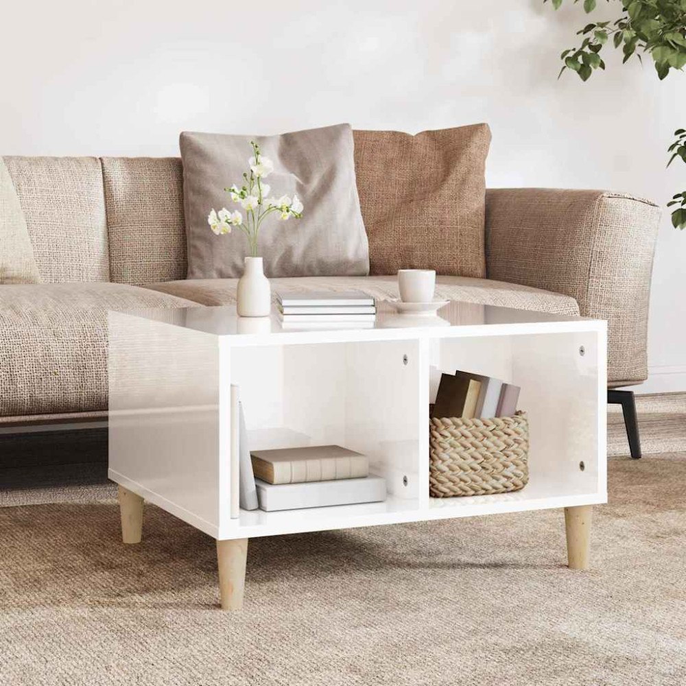 vidaXL Soffbord vit högglans 60x50x36,5 cm konstruerat trä
