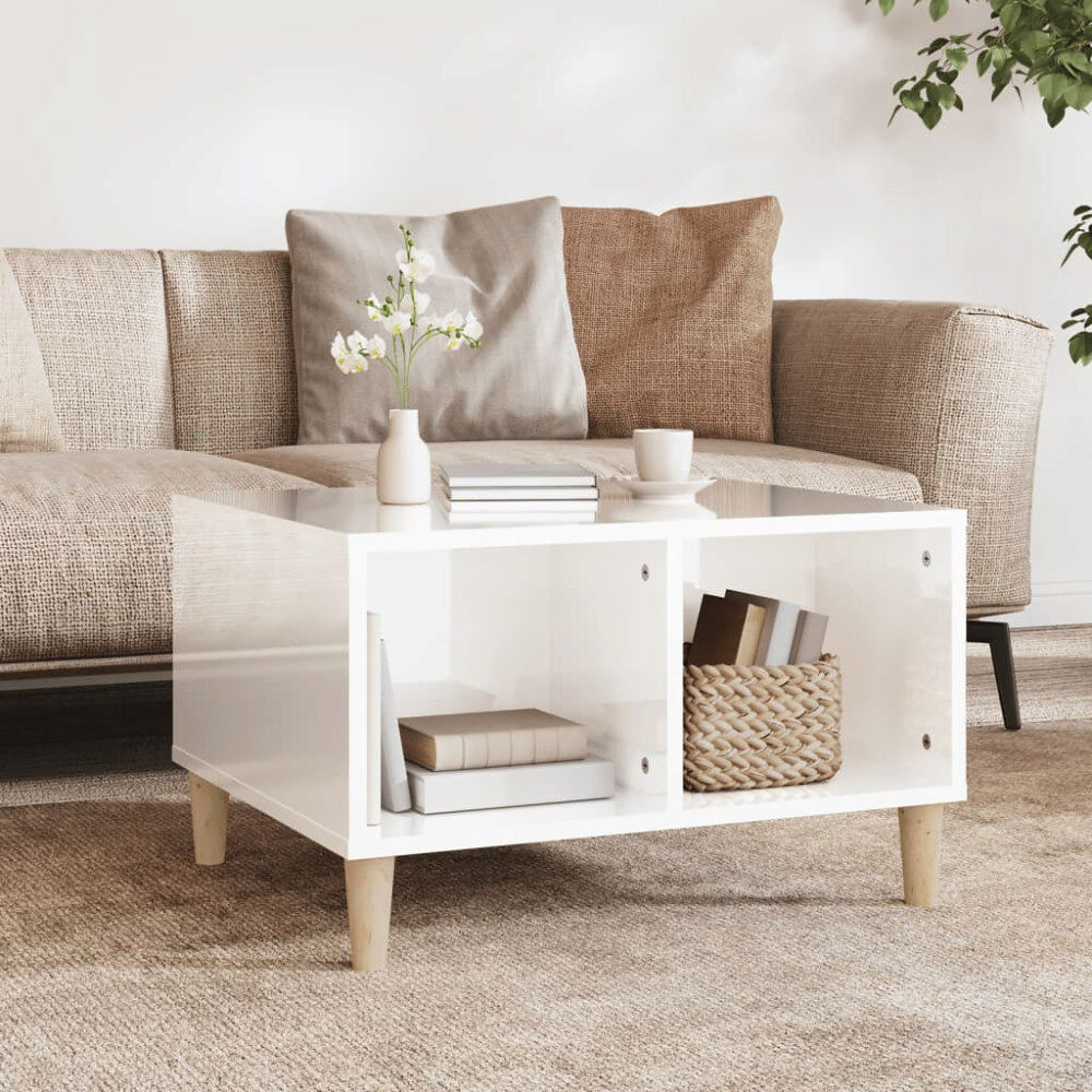 vidaXL Soffbord vit högglans 60x50x36,5 cm konstruerat trä