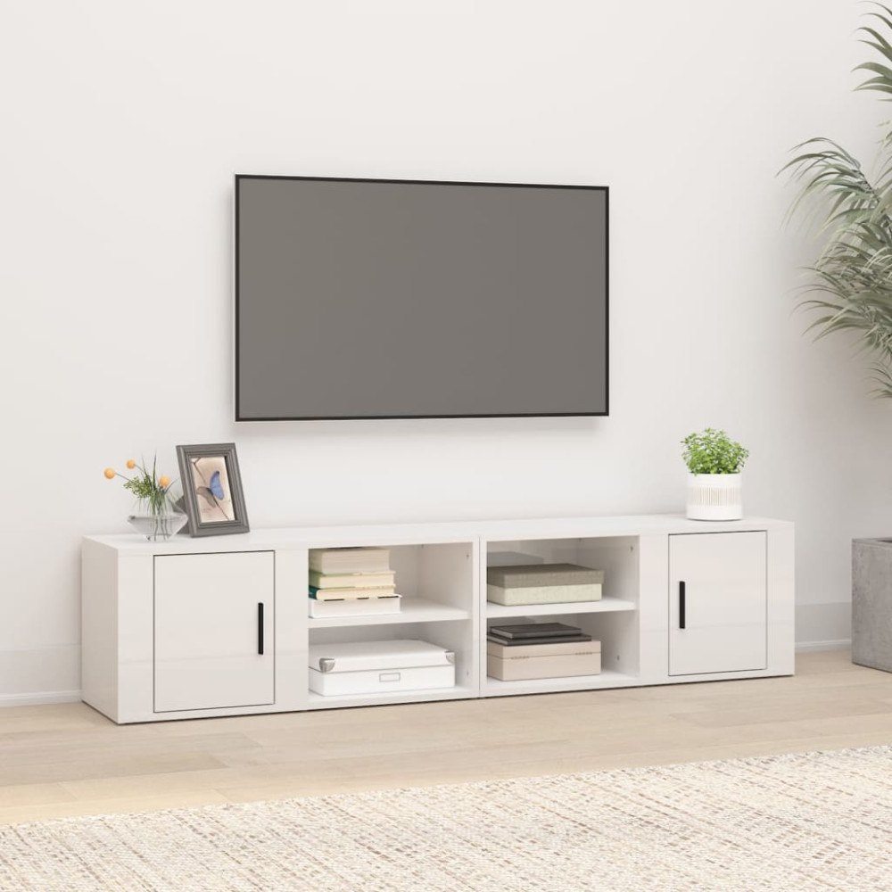 vidaXL Tv-bänk vit högglans 80x31,5x36 cm konstruerat trä
