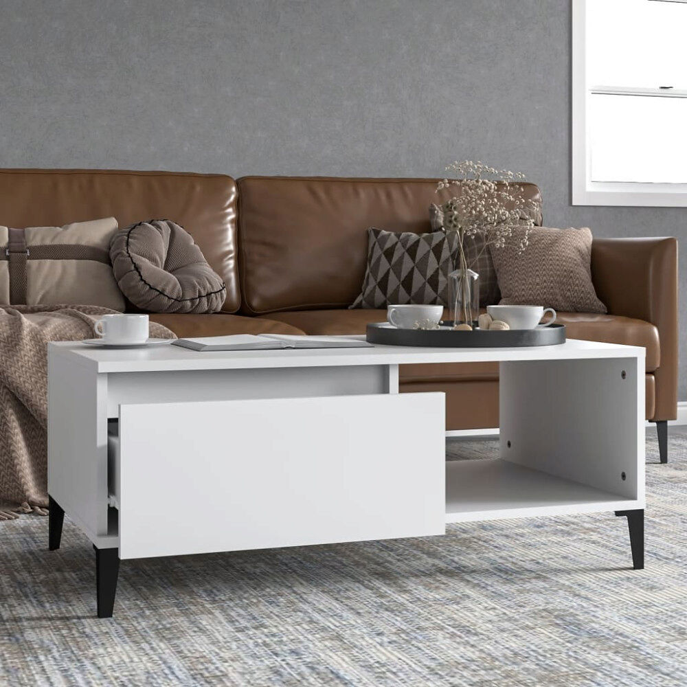 vidaXL Soffbord vit 90x50x36,5 cm konstruerat trä