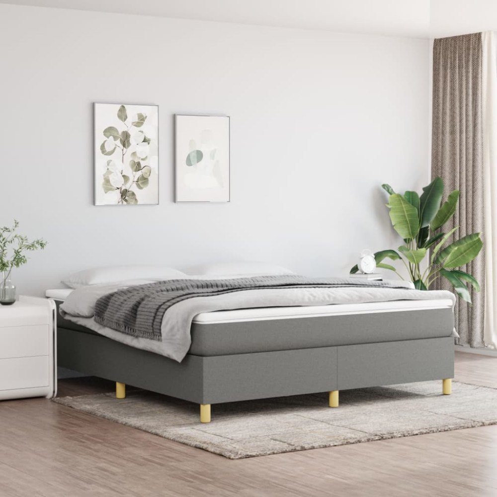 vidaXL Ramsäng med madrass mörkgrå 180x200 cm tyg