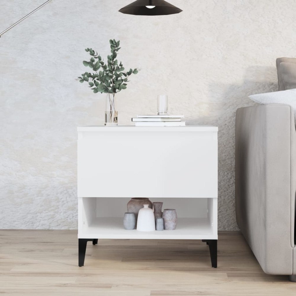 vidaXL Sängbord vit 50x46x50 cm konstruerat trä