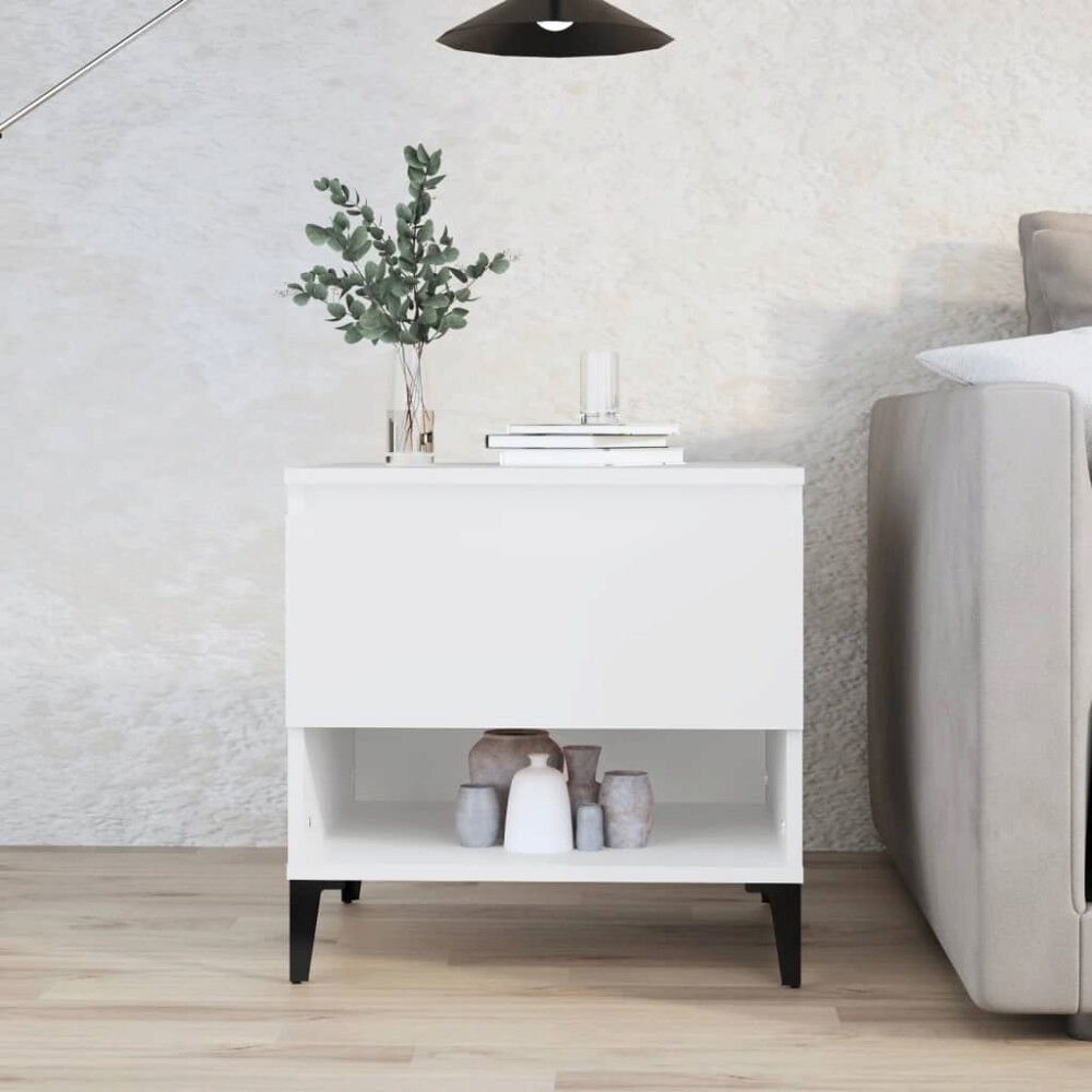 vidaXL Sängbord vit 50x46x50 cm konstruerat trä