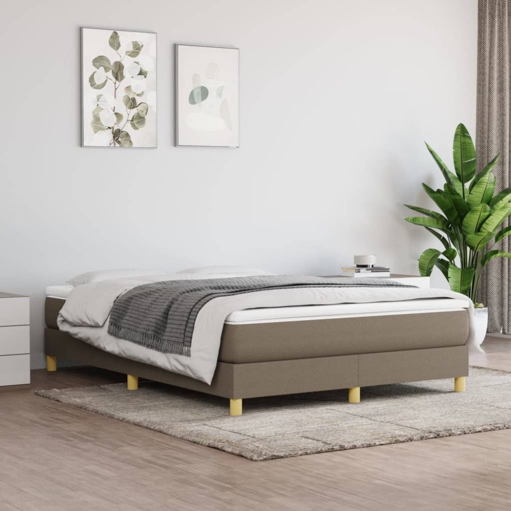vidaXL Ramsäng med madrass taupe 140x200 cm tyg