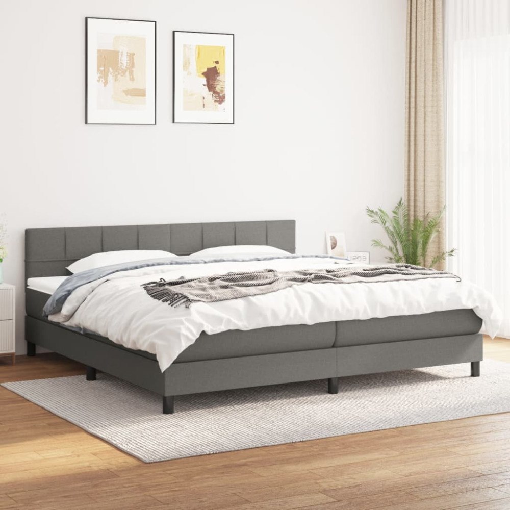vidaXL Ramsäng med madrass mörkgrå 180x200 cm tyg