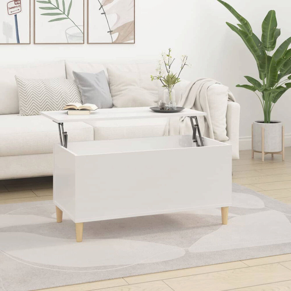 vidaXL Soffbord vit högglans 90x44,5x45 cm konstruerat trä