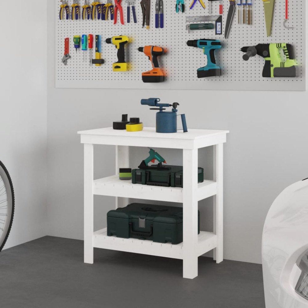 vidaXL Skobänk vit 78,5x50x80 cm massiv furu