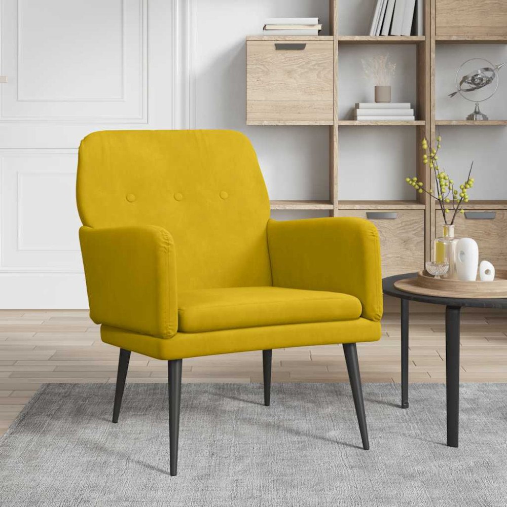 vidaXL Fåtölj gul 62x79x79 cm sammet