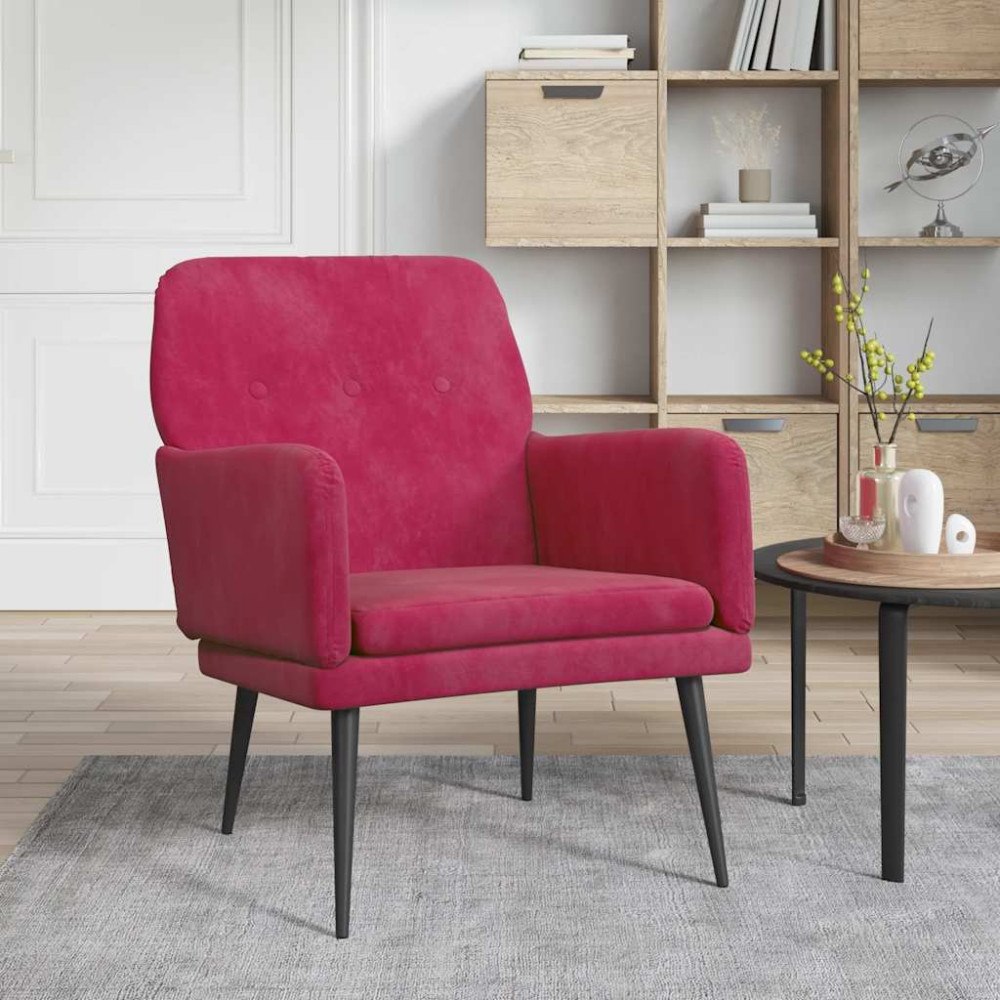 vidaXL Fåtölj vinröd 62x79x79 cm sammet
