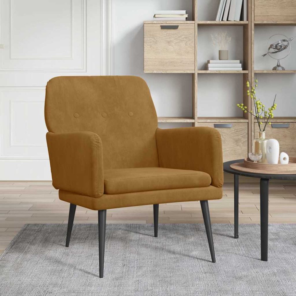 vidaXL Fåtölj brun 62x79x79 cm sammet