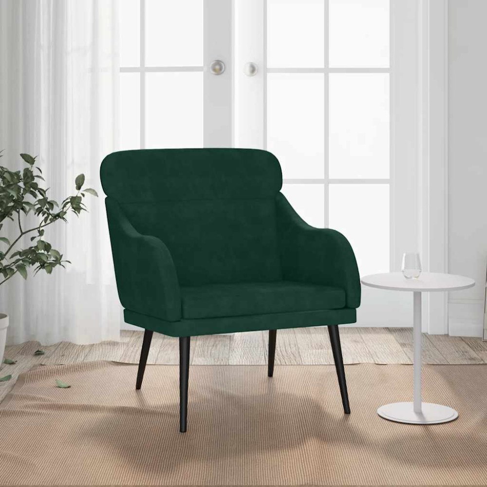 vidaXL Fåtölj mörkgrön 63x76x80 cm sammet