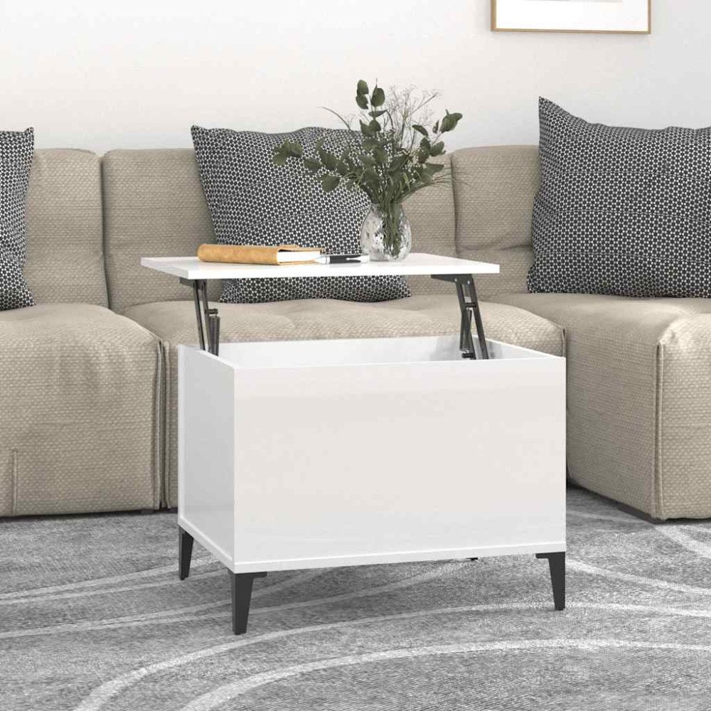 vidaXL Soffbord vit högglans 60x44,5x45 cm konstruerat trä