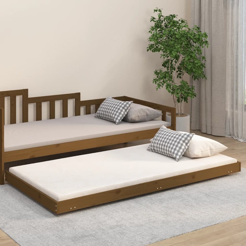 vidaXL Sängram honungsbrun 90x200 cm massiv furu