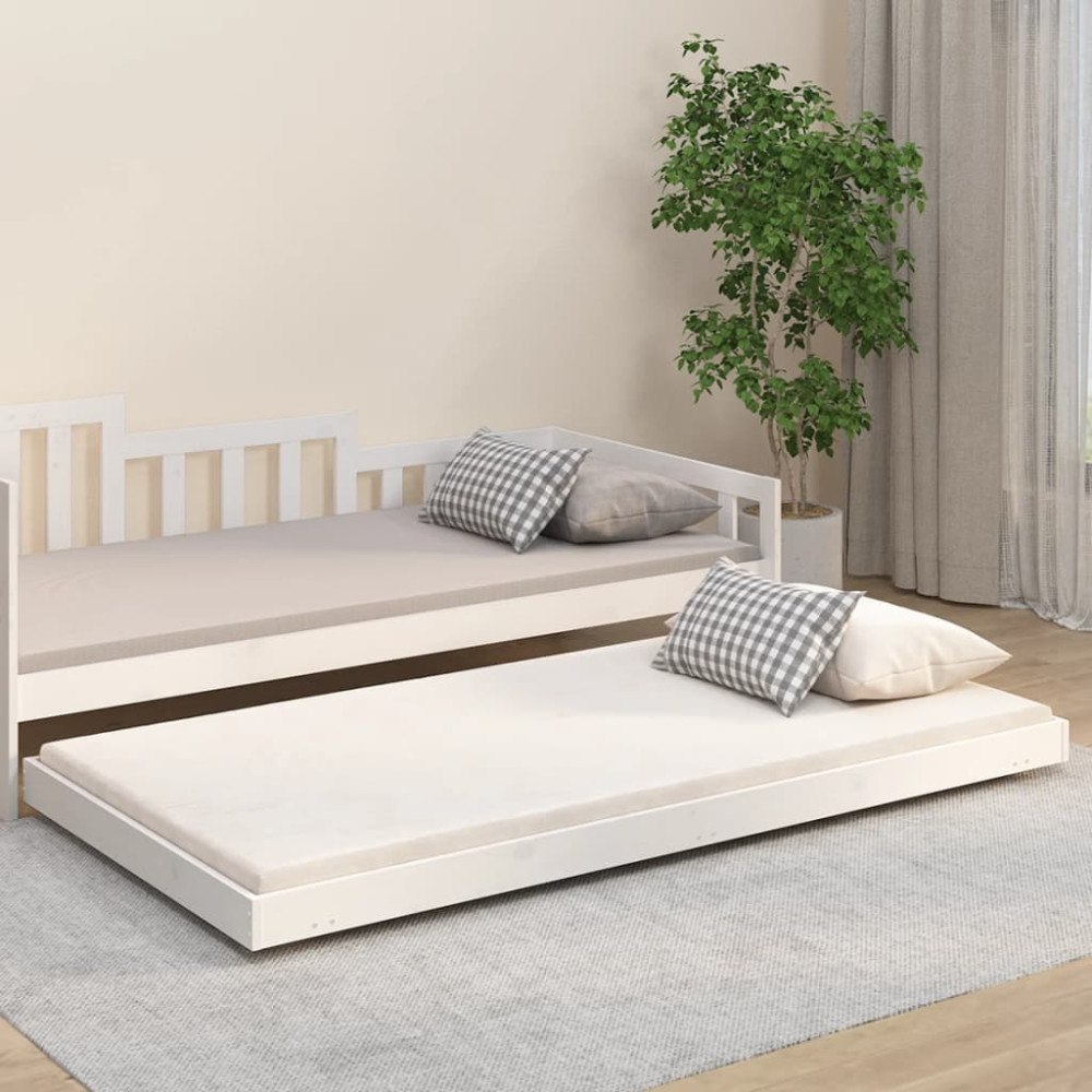 vidaXL Sängram utan madrass vit 90x200 cm massiv furu