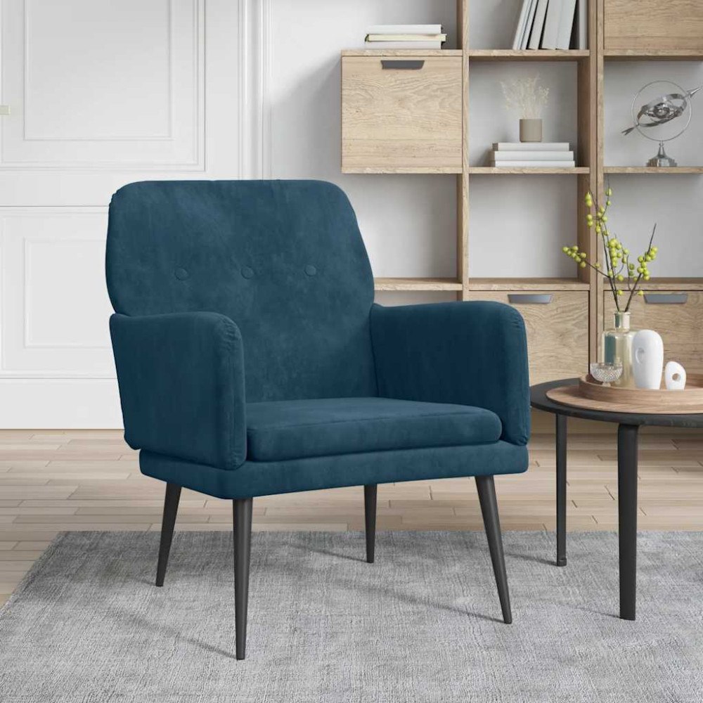 vidaXL Fåtölj blå 62x79x79 cm sammet