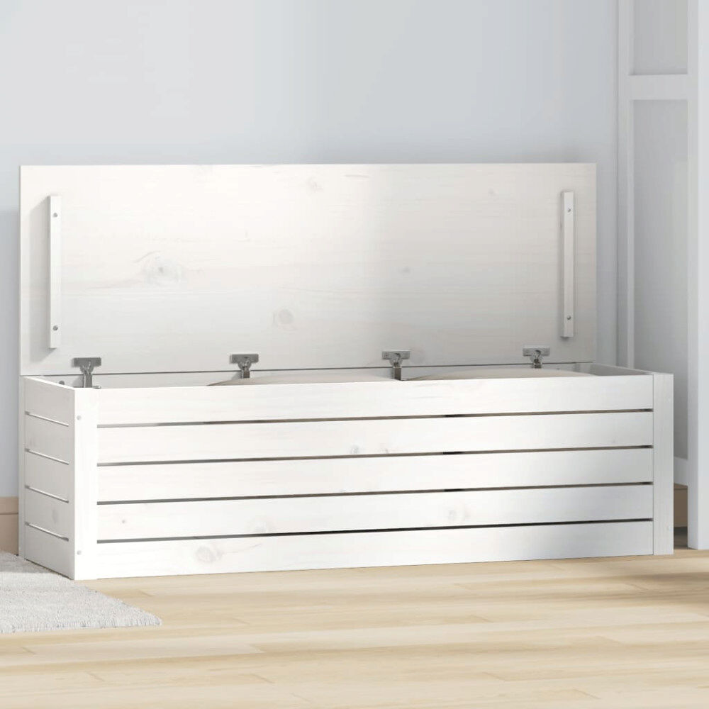vidaXL Förvaringslåda vit 109x36,5x33 cm massiv furu