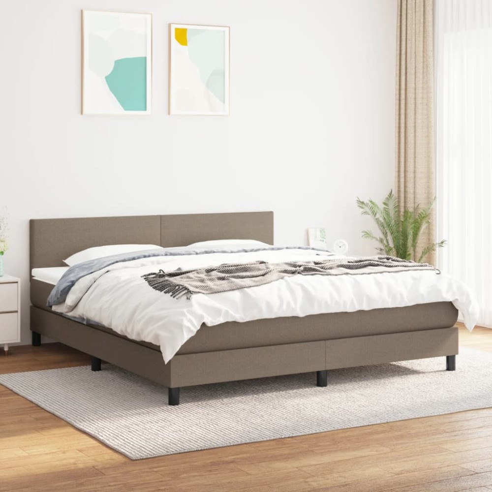 vidaXL Ramsäng med madrass taupe 180x200 cm tyg