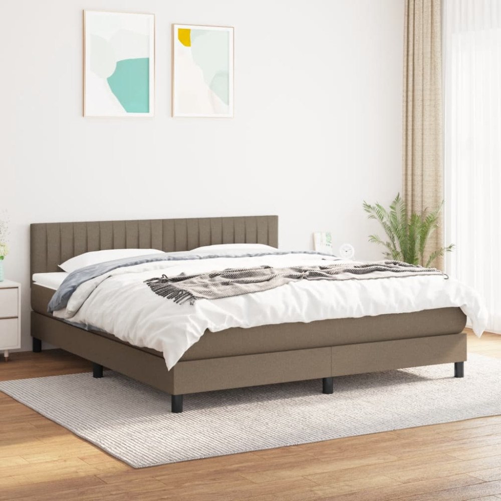 vidaXL Ramsäng med madrass taupe 180x200 cm tyg