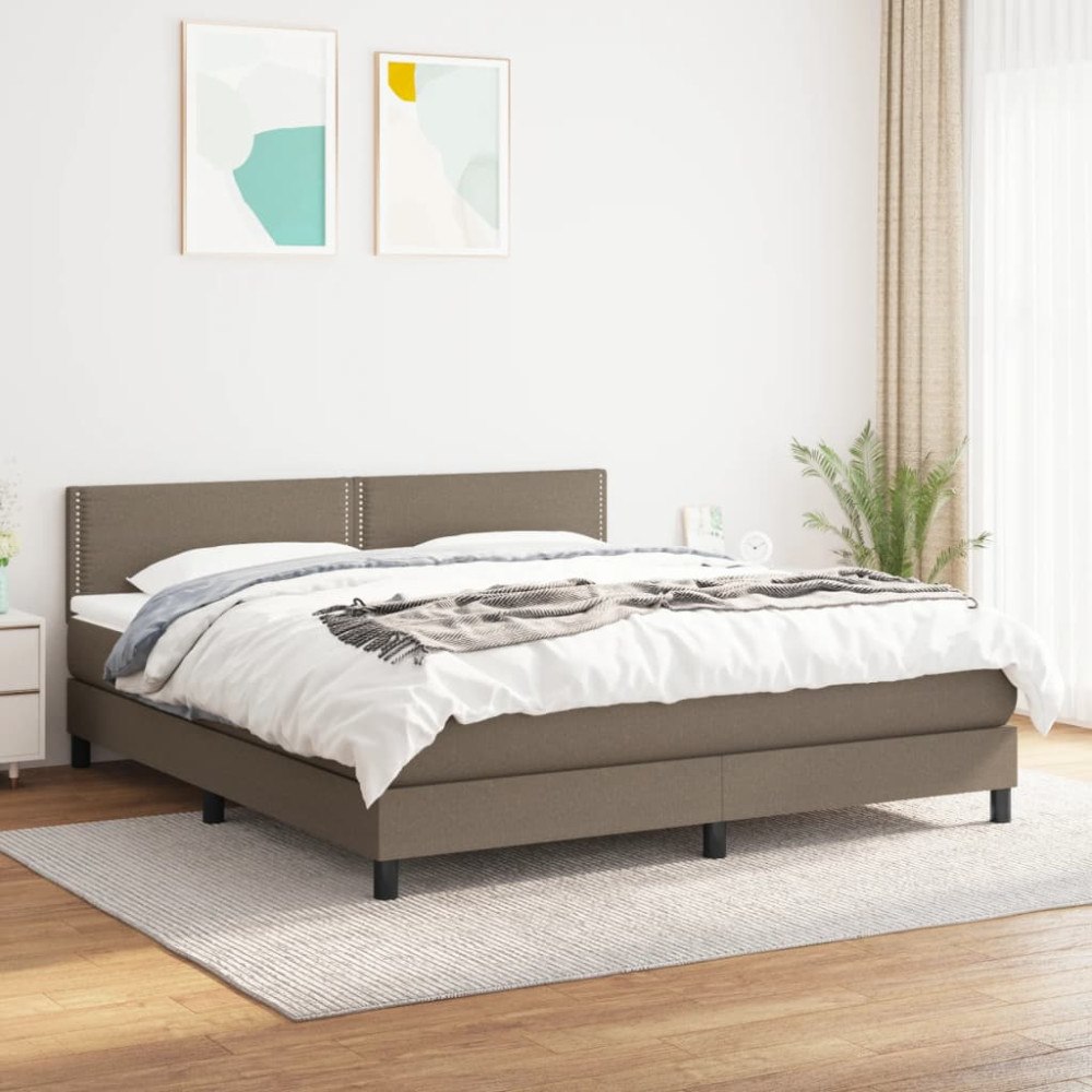 vidaXL Ramsäng med madrass taupe 180x200 cm tyg