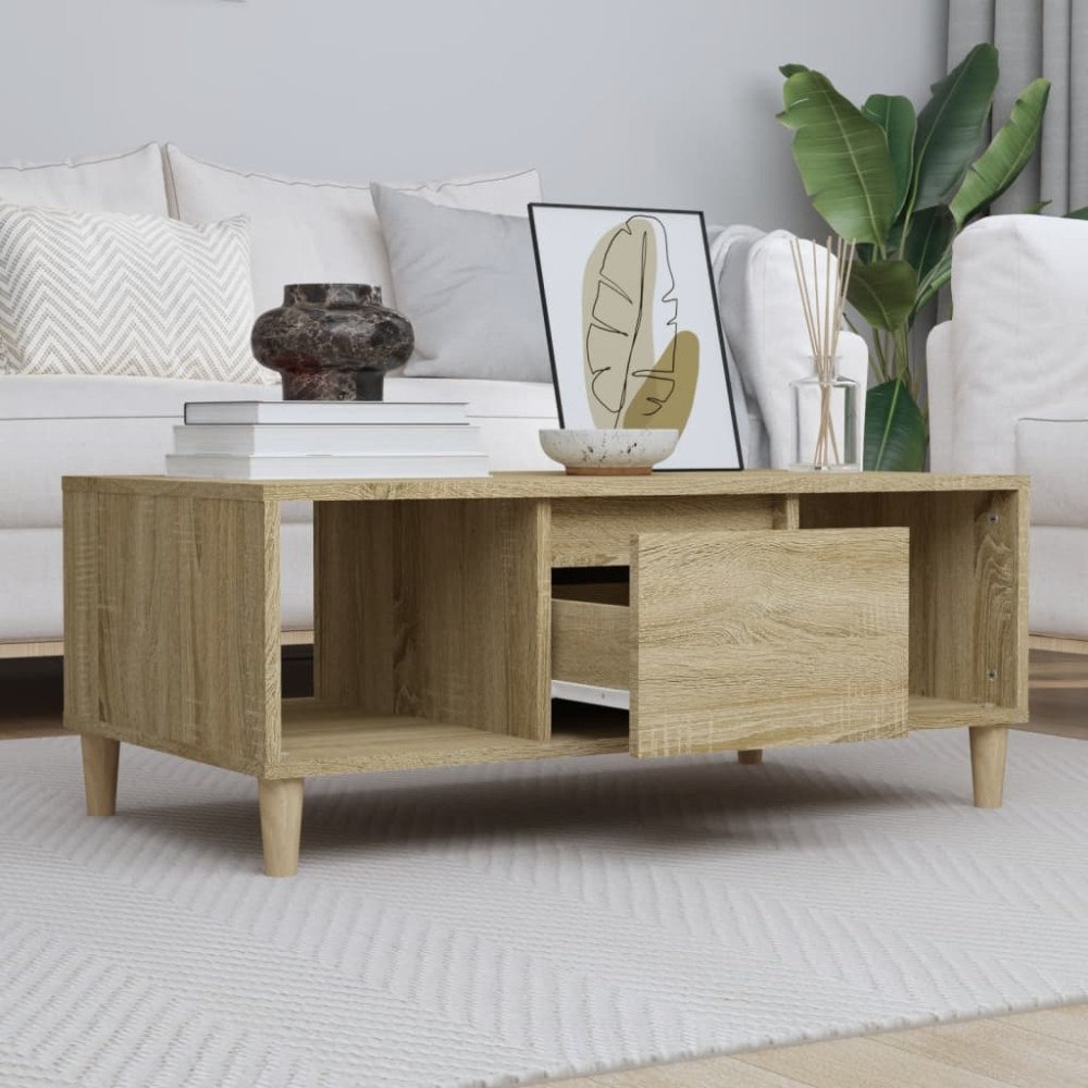 vidaXL Soffbord sonoma-ek 90x50x36,5 cm konstruerat trä