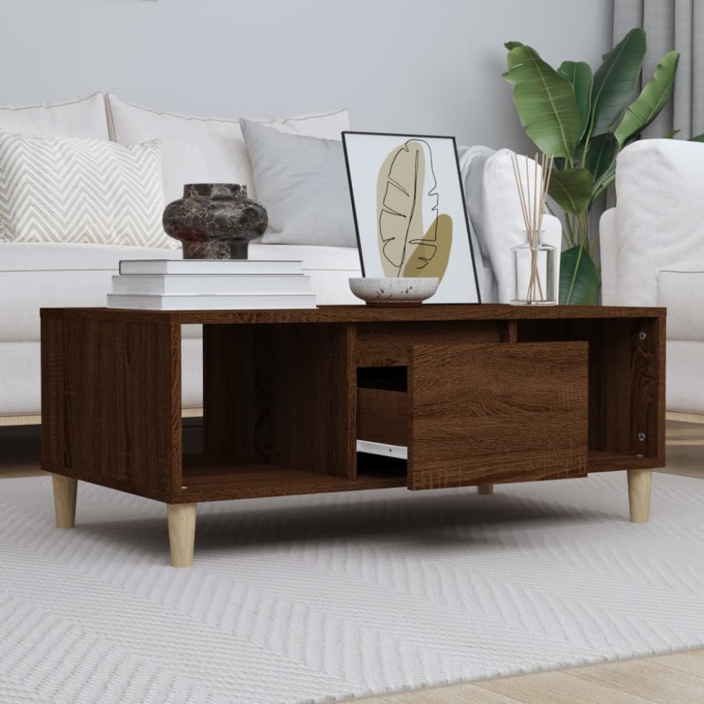 vidaXL Soffbord brun ek 90x50x36,5 cm konstruerat trä
