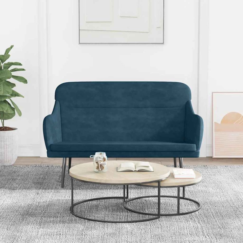 vidaXL Bänk blå 110x76x80 cm sammet