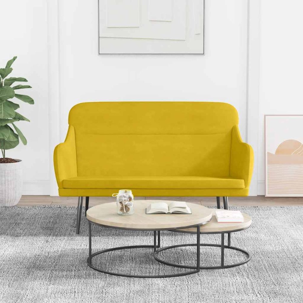 vidaXL Bänk gul 110x76x80 cm sammet