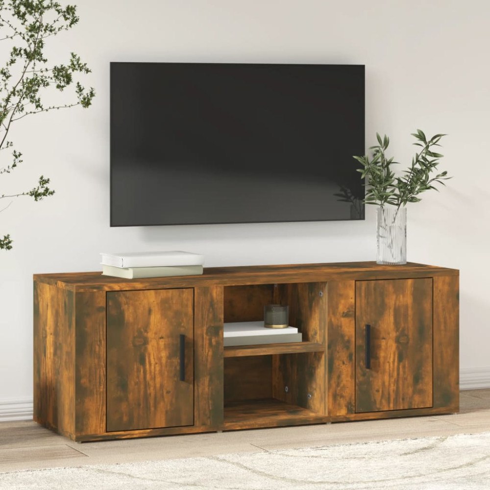vidaXL Tv-bänk rökfärgad ek 100x31,5x35 cm konstruerat trä