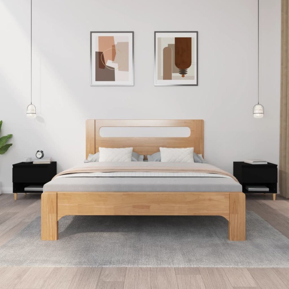 vidaXL Sängbord 2 st svart 50x46x50 cm konstruerat trä