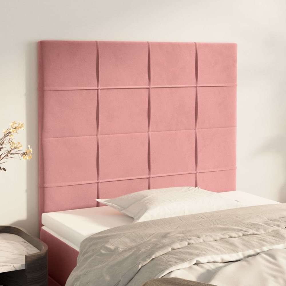 vidaXL Sänggavel rosa 100x5x118/128 cm sammet