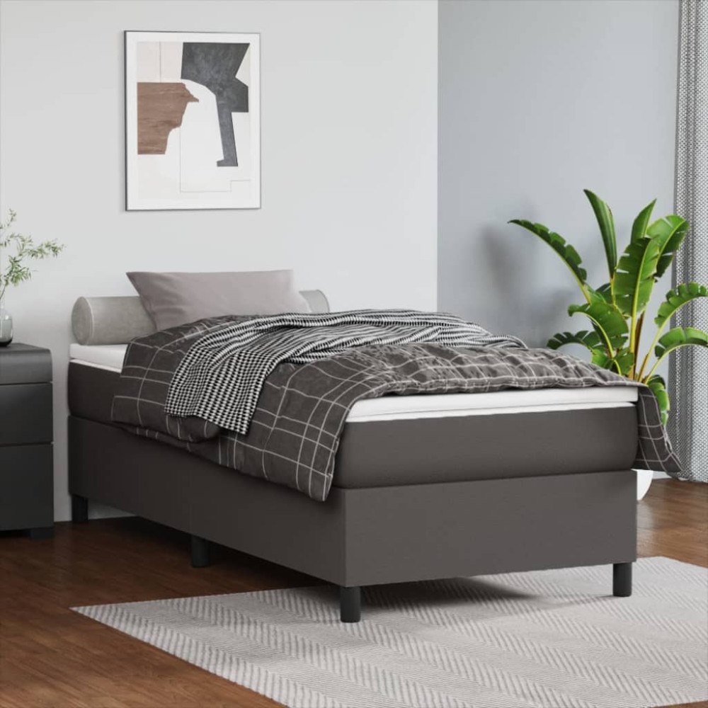 vidaXL Boxspring-sängram grå 100x200 cm konstläder