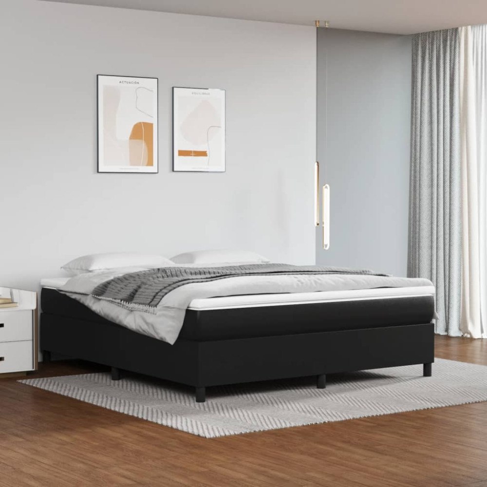 vidaXL Boxspring-sängram svart 160x200 cm konstläder