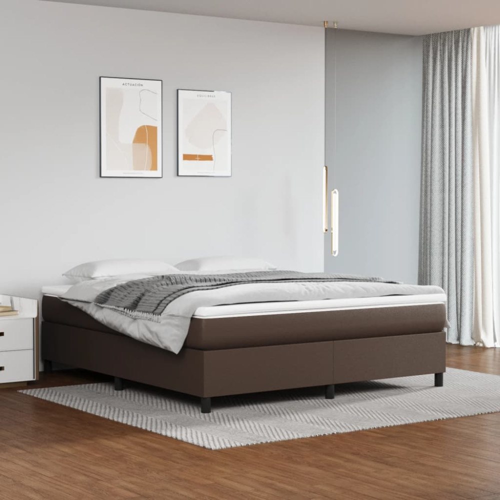vidaXL Boxspring-sängram brun 160x200 cm konstläder