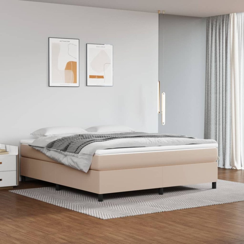 vidaXL Boxspring-sängram cappuccino 160x200 cm konstläder
