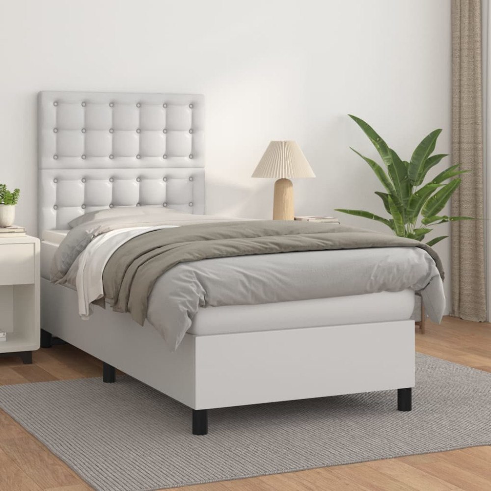 vidaXL Ramsäng med madrass vit 80x200 cm konstläder