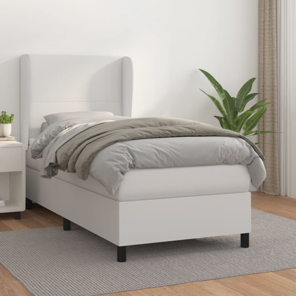 vidaXL Ramsäng med madrass vit 80x200 cm konstläder