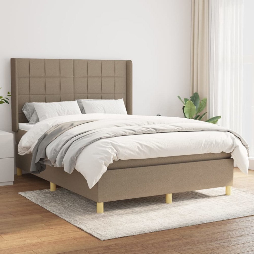 vidaXL Ramsäng med madrass taupe 140x190 cm tyg