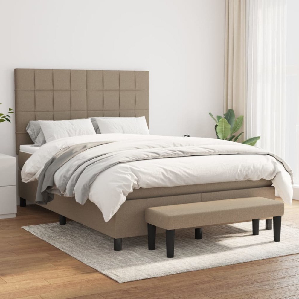 vidaXL Ramsäng med madrass taupe 140x190 cm tyg