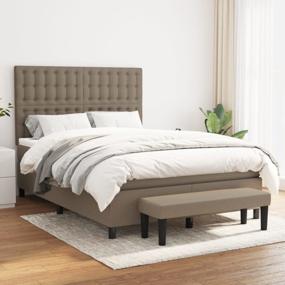 vidaXL Ramsäng med madrass taupe 140x190 cm tyg