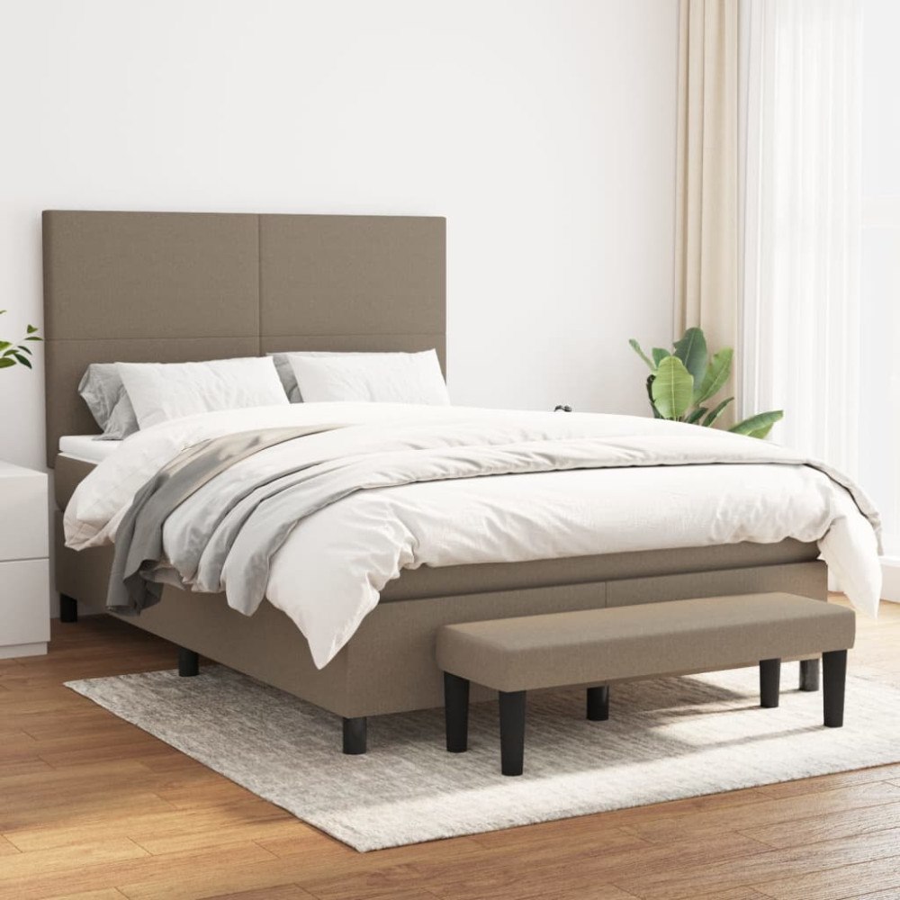 vidaXL Ramsäng med madrass taupe 140x190 cm tyg