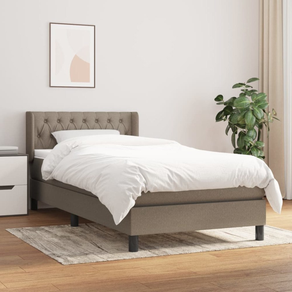 vidaXL Ramsäng med madrass taupe 90x200 cm tyg