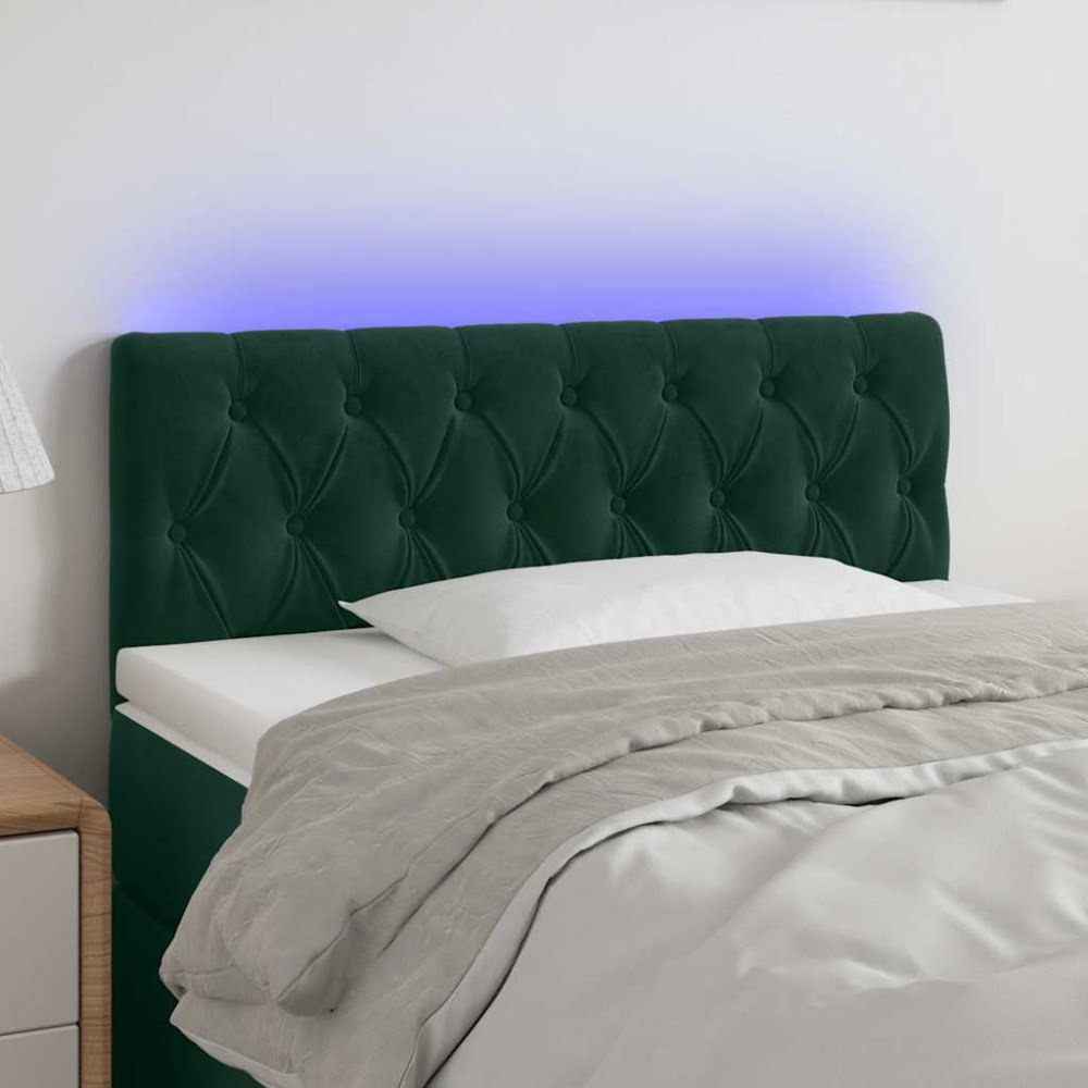 vidaXL Sänggavel LED mörkgrön 100x7x78/88 cm sammet